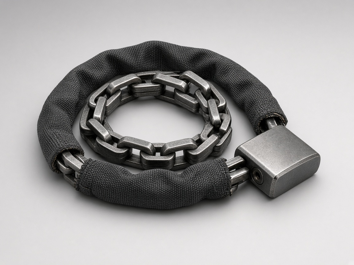 Chaîne antivol épaisse avec gaine textile et cadenas intégré
