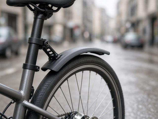 Garde-boue arrière court fixé sur la tige de selle d’un vélo